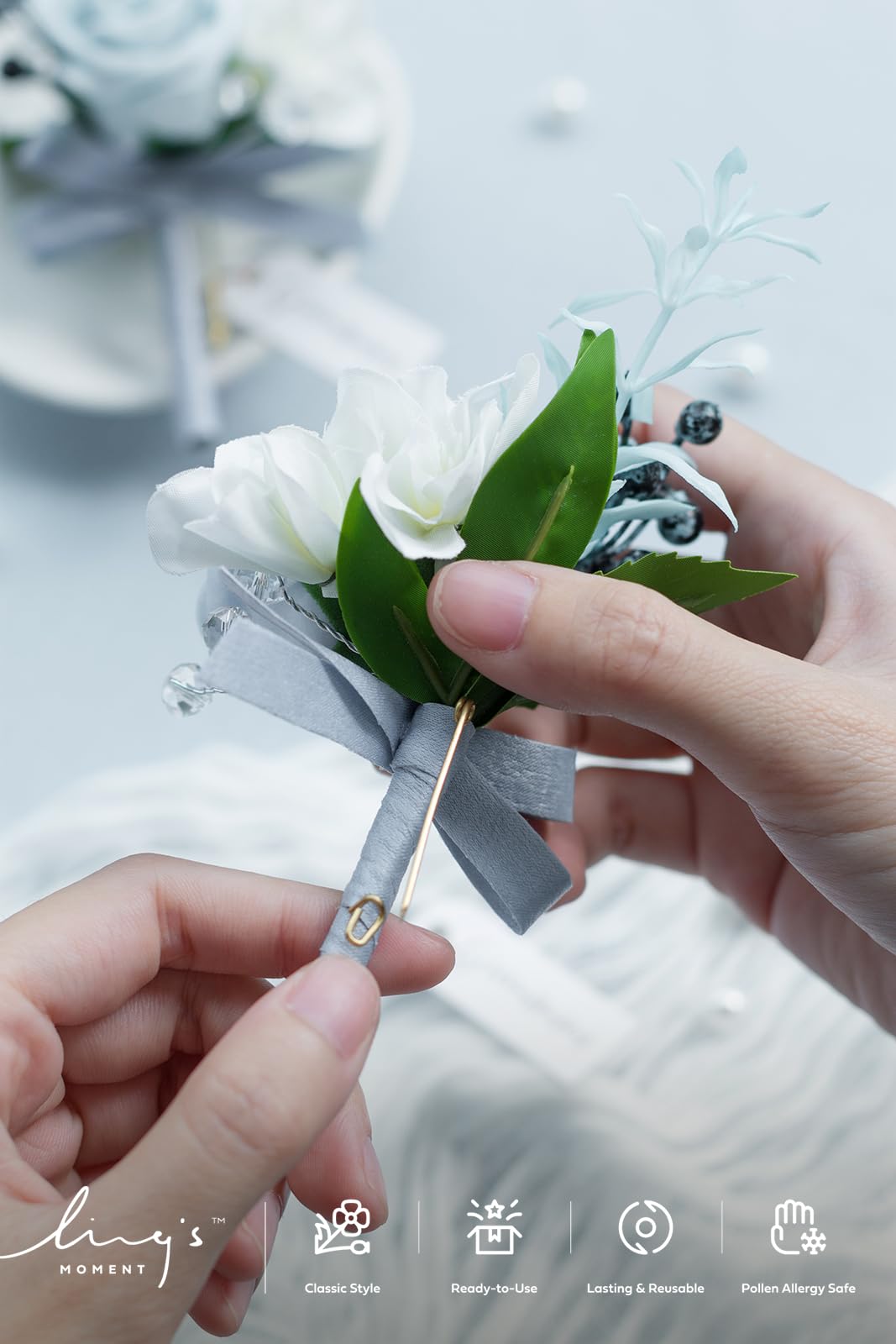 Amazon.com: Ling's Moment Boutonniere for Men, 6pcs Groom